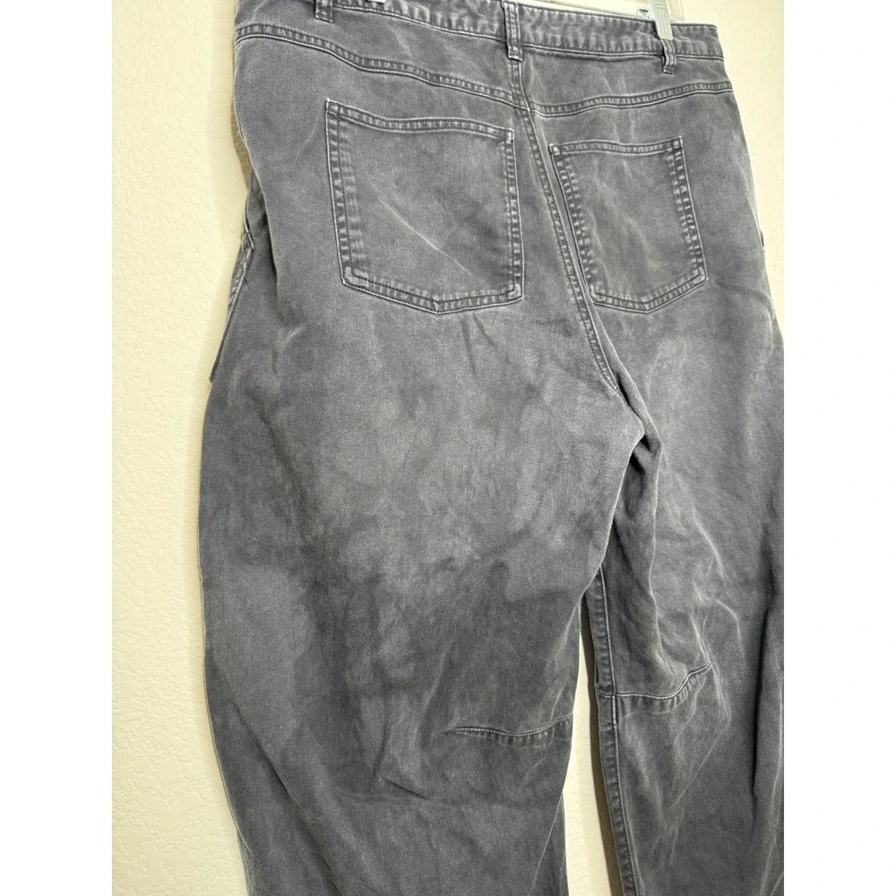 Gap Twill Wide Leg Pants Faded Acid Wash Black‎ High Rise Utility Womens 16